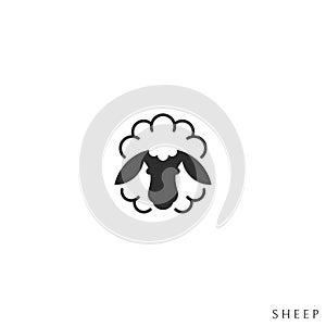 Fluffy sheep. Domestic animal. Logo